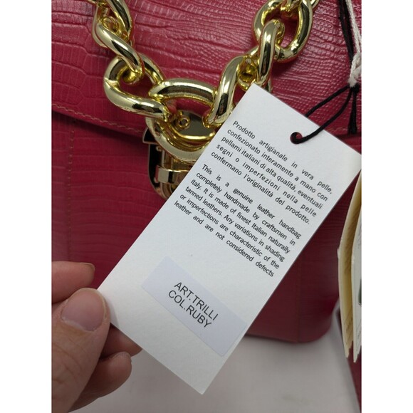 Divina Firenze Trilli Ruby Italian Leather Convertible Backpack Crossbody Bag - Picture 3 of 9